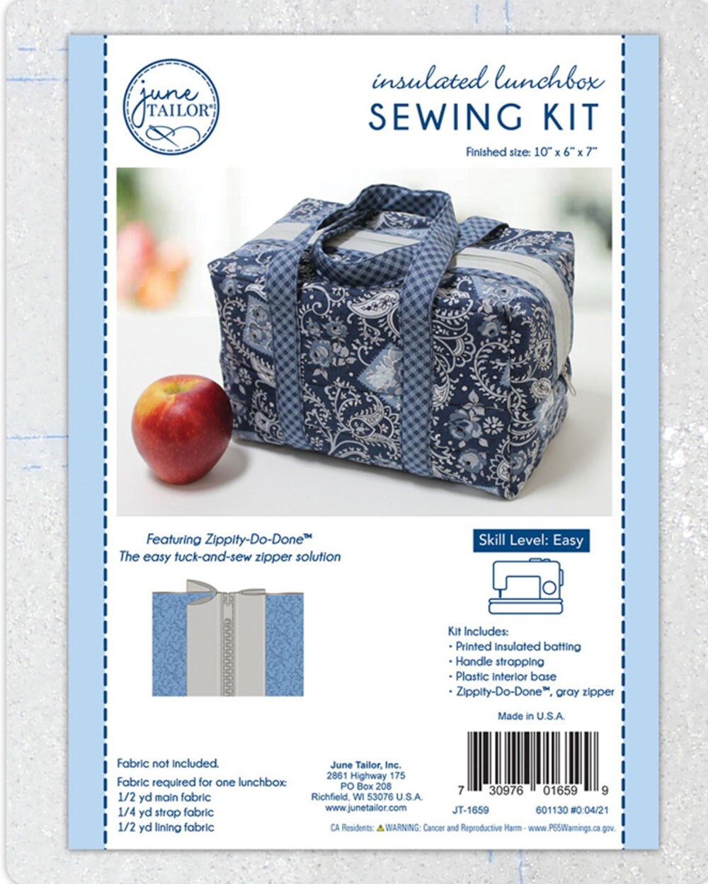 Insulated Lunchbox Sewing Kit from June Tailor - featuring Zippity-Do-Done Zipper