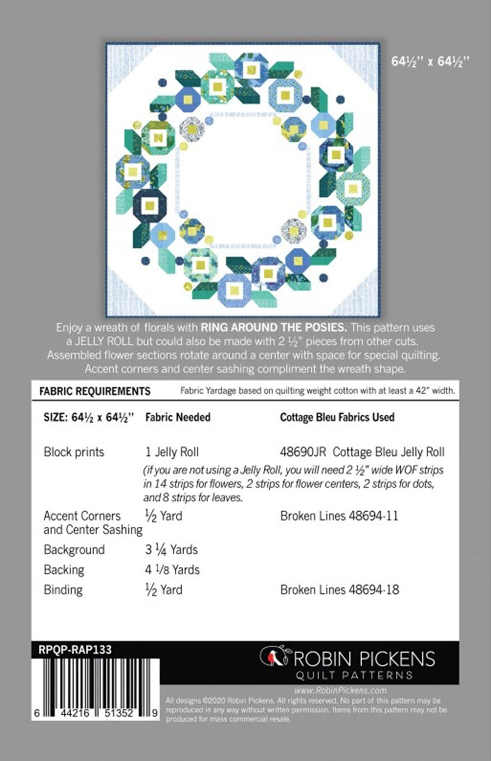 Ring Around the Posies Quilt Pattern: Jelly Roll Friendly (64" x 64")
