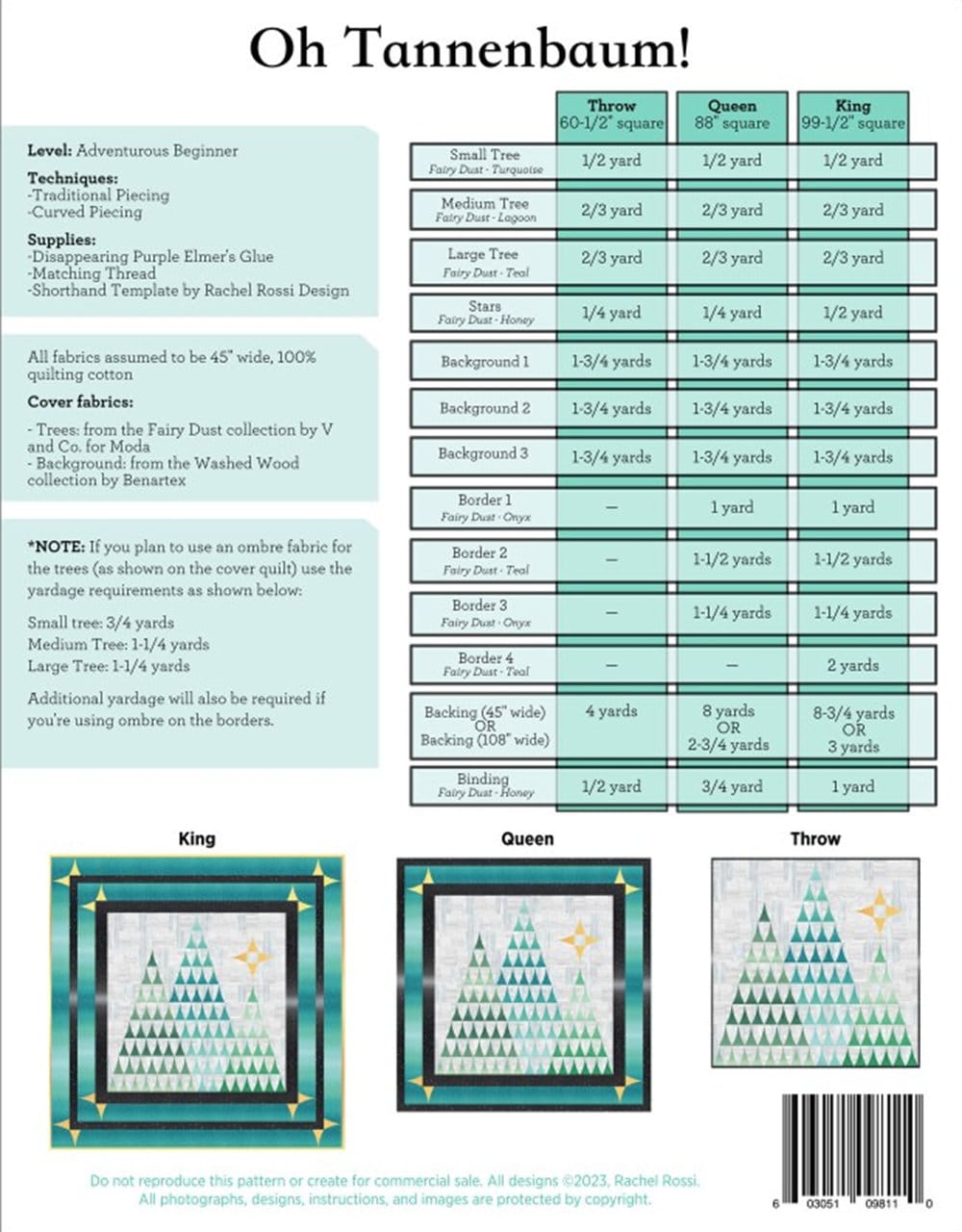 Oh Tannnebaum! Quilt Pattern designed by Rachel Rossi