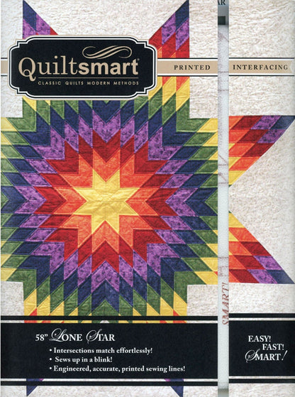 Quiltsmart Lone Star 58" by Designer Bill Reinhold - Classic Pack includes 8 panels of Quiltsmart Lone Start Interfacing + instructions.