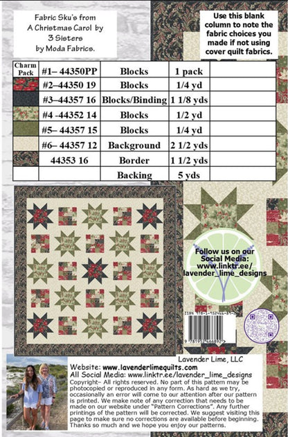 Christmas Charm Quilt Pattern by Lavender Lime, 70.5" x 74.5"