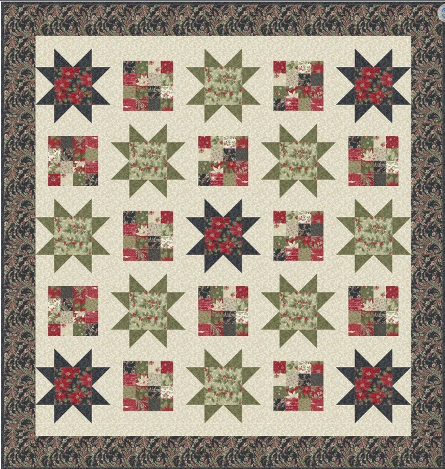 Christmas Charm Quilt Pattern by Lavender Lime, 70.5" x 74.5"