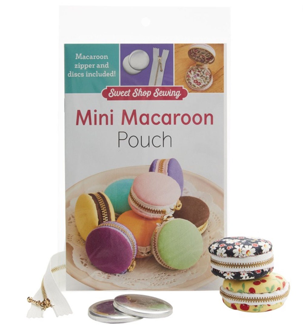 Mini Macaroon Pouch Pattern - includes Zipper and Discs.  Finished size about 2-1/4" x 1-1/8"