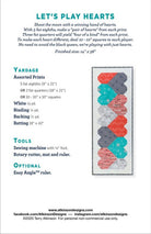 Let's Play Hearts Quilt Runner Pattern by Terry Atkinson - Precut Friendly, 14" x 38"