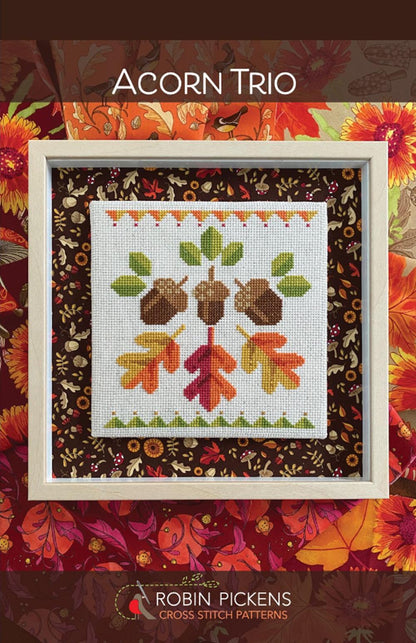 Acorn Trio Cross Stitch Pattern by Robin Pickens - 6" x 6"