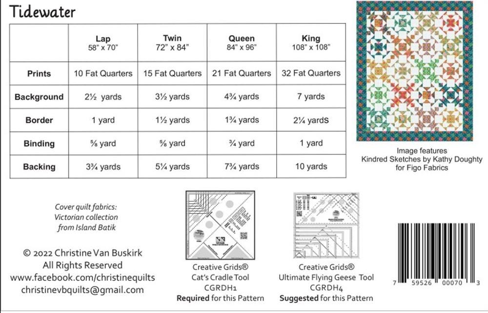 Tidewater Quilt Pattern: Fat Quarter Friendly, 4 Sizes (Creative Grids Cat's Cradle Tool)