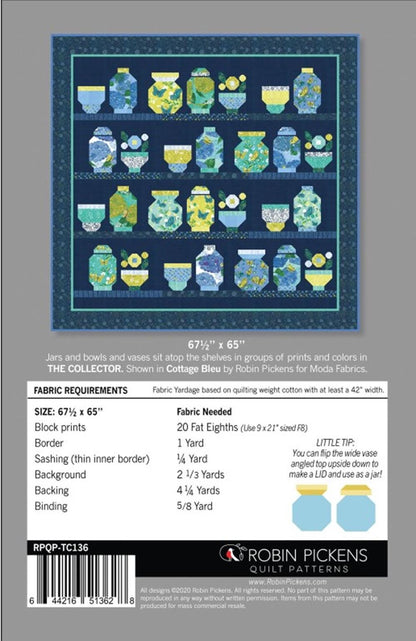 The Collector Quilt Pattern by Robin Pickens. Fat Eighth Friendly. Approx size 67.5" x 65"