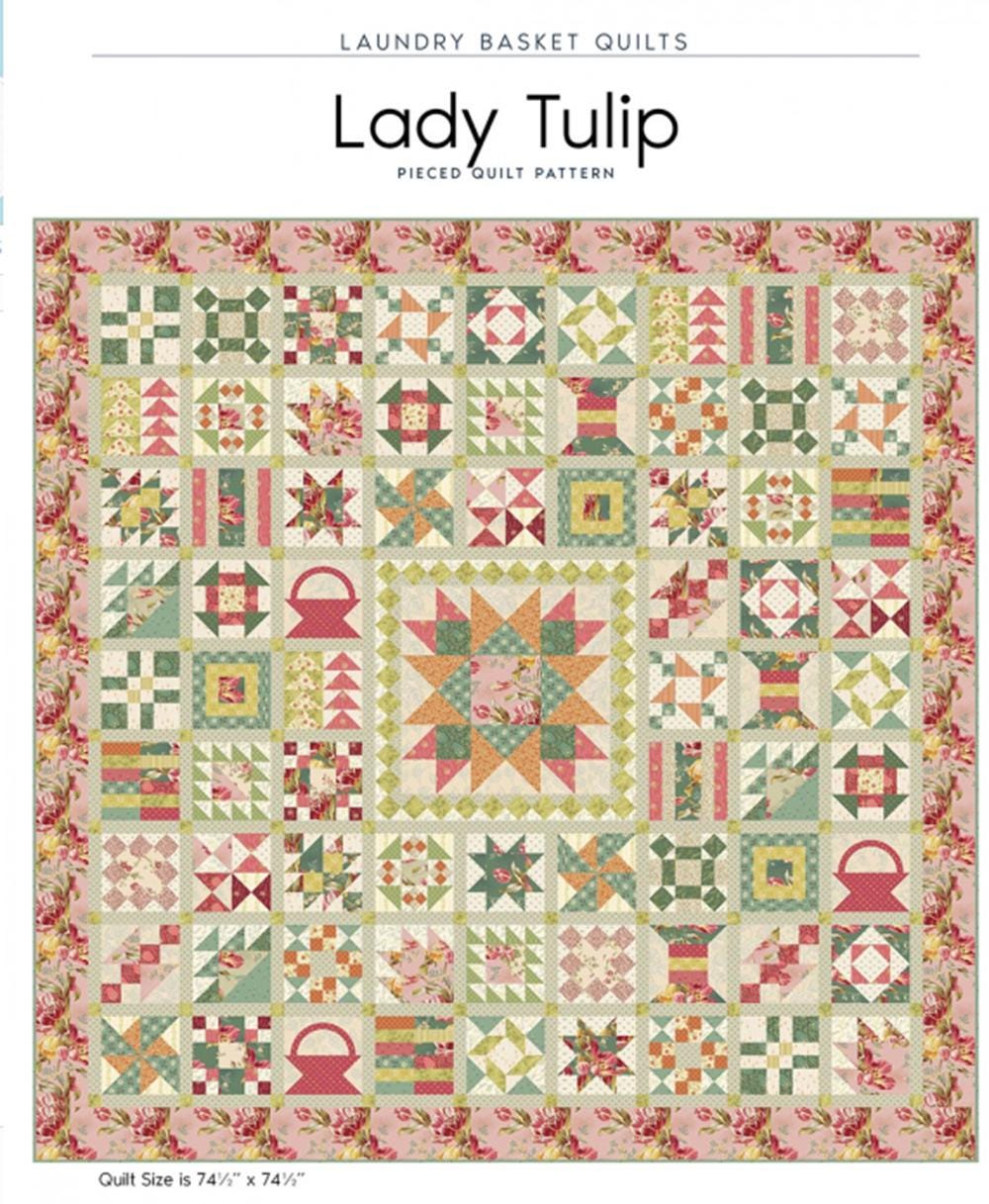 Lady Tulip Quilt Pattern: Pieced Design (74-1/2" x 74-1/2")