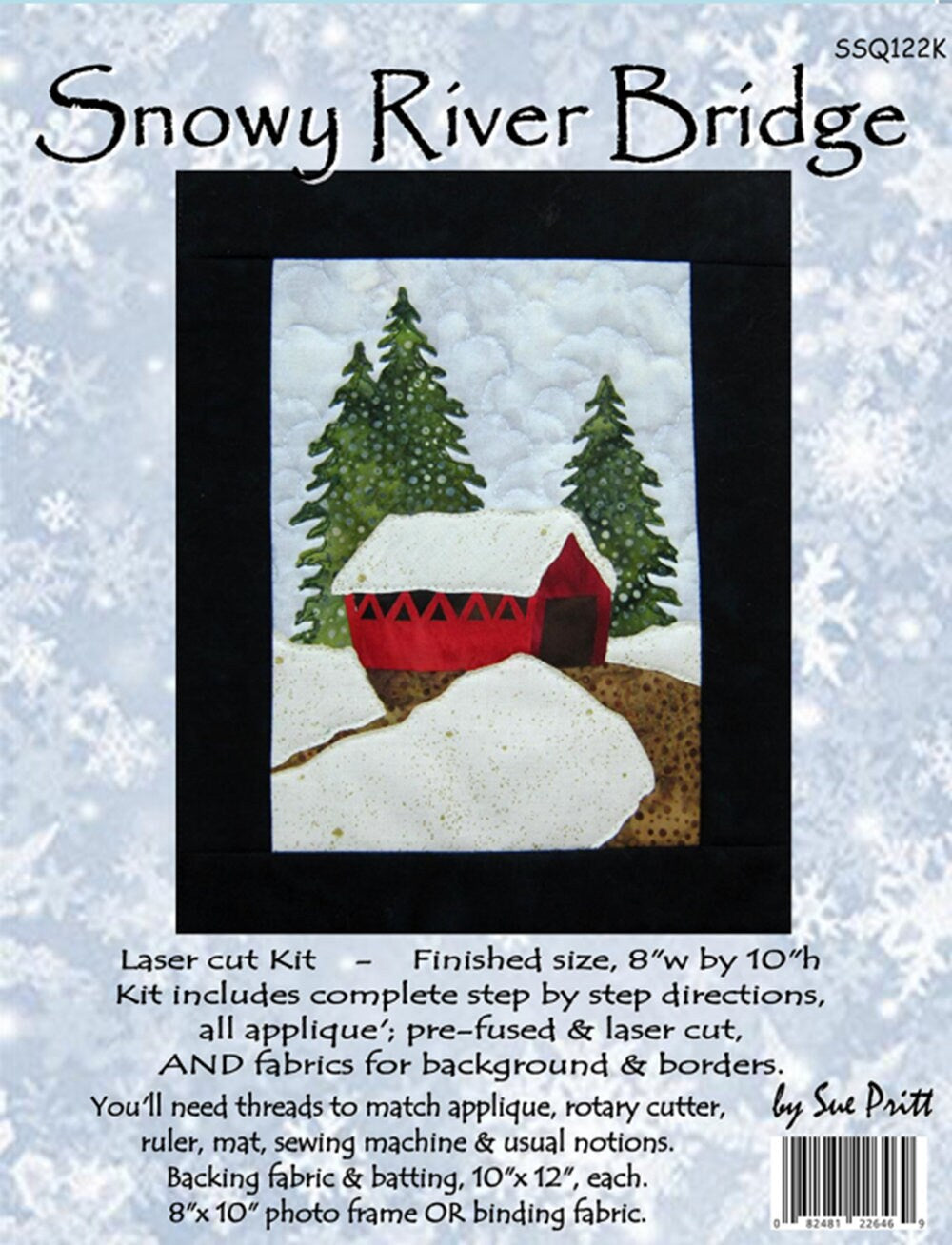 Red Barn Road, White Church Lane, Harvest Moon Farm and Snowy River Bridge Mini-Quilt Kit: Laser Cut Applique (8x10)