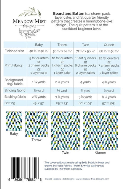 Board and Batten Quilt Pattern by Cheryl Brickey. Pre Cut Friendly. Four sizes included in pattern instructions.