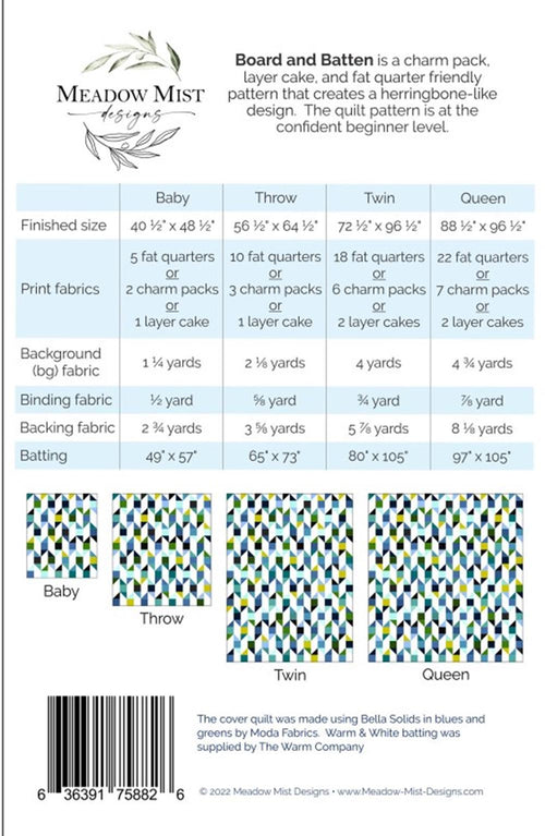 Board and Batten Quilt Pattern: Beginner Friendly, Four Sizes
