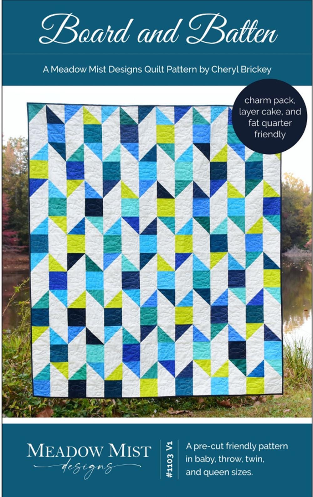 Board and Batten Quilt Pattern by Cheryl Brickey. Pre Cut Friendly. Four sizes included in pattern instructions.