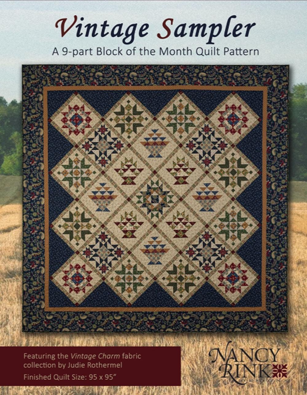 Vintage Sampler Pattern Booklet - 9 Part BOM Pattern by Nancy Rink Designs - 24 page finished size 95" x 95"