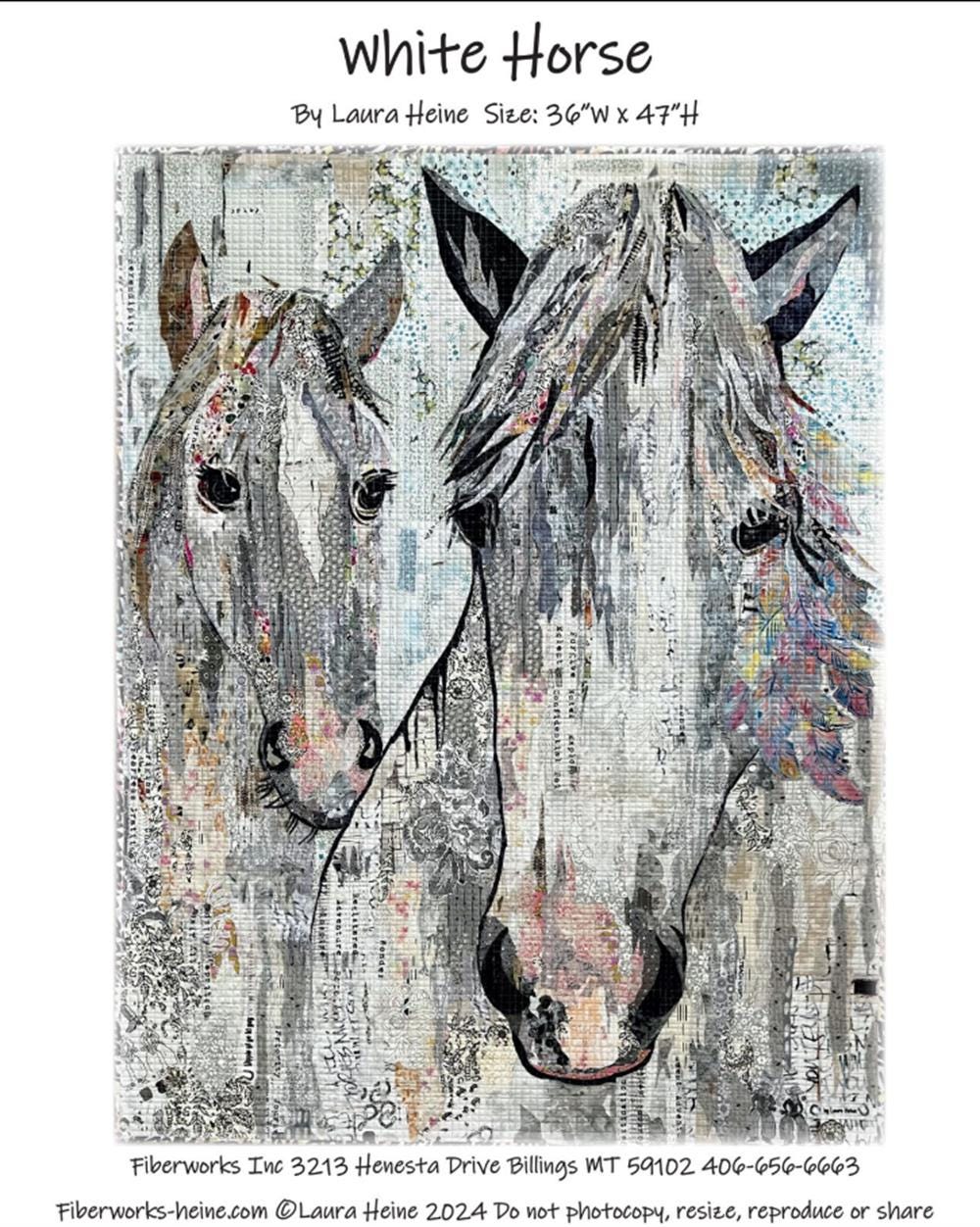 White Horse Collage Pattern by Laura Heine (36" x 47")