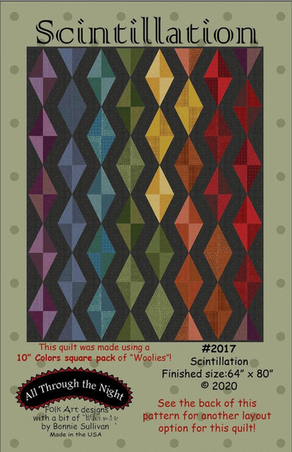 Scintillation Quilt Pattern by Bonnie Sullivan for All Through the Night - Precut Friendly 64" x 80" finished size