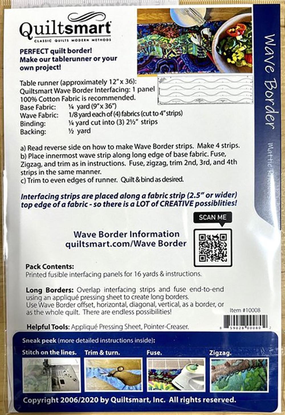 Quiltsmart Wave Border Fun Pack - Four 1 yard waves per panel. Includes four 1 yard panels + instructions. Makes 16 yards of border!