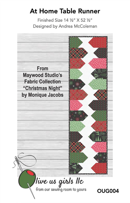 At Home Table Runner by Andrea McColeman - 14-1/2" x 52-1/2" finished size. Great use of Christmas Fabrics!