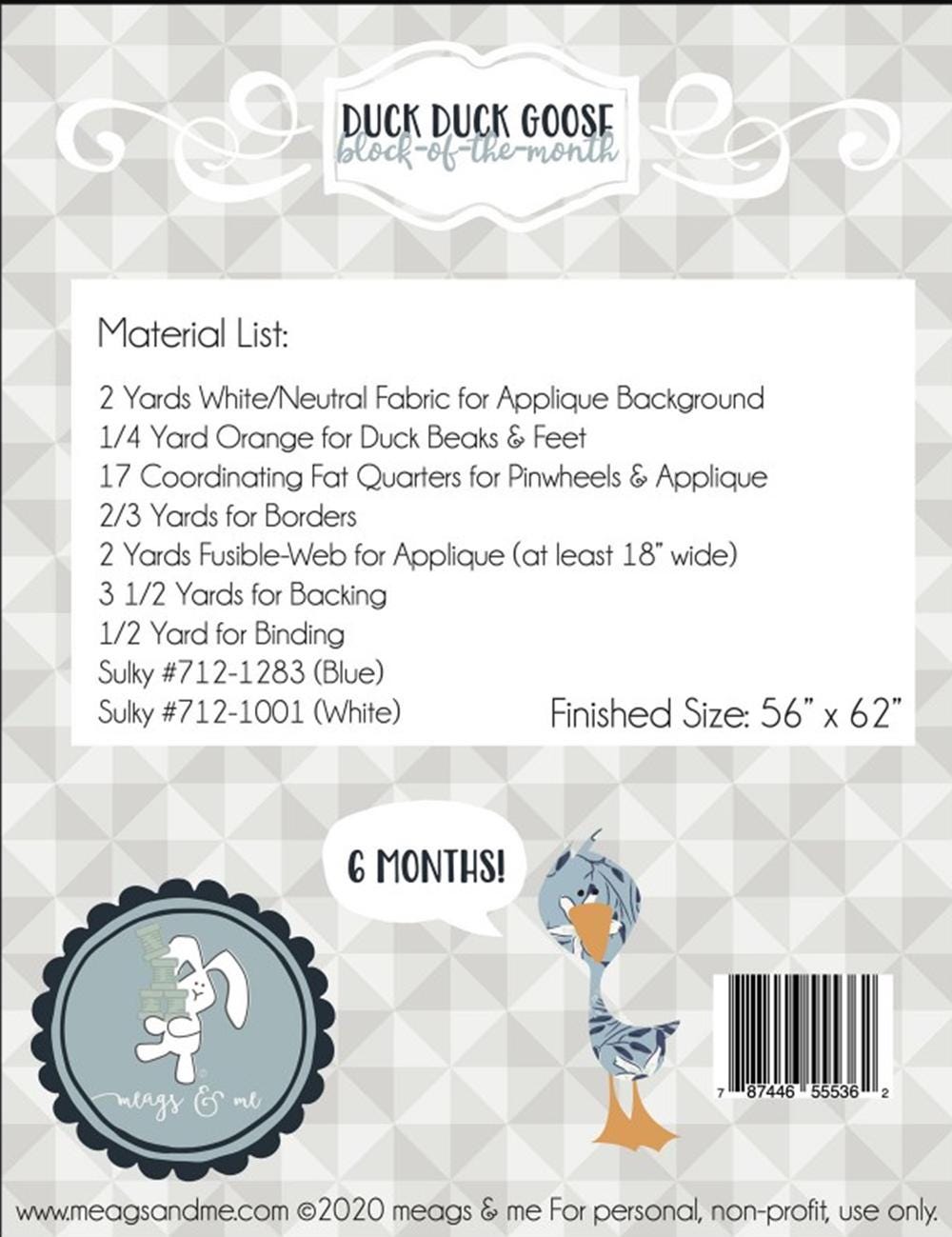 Duck Duck Goose Quilt Pattern: Six-Month BOM (56" x 62")