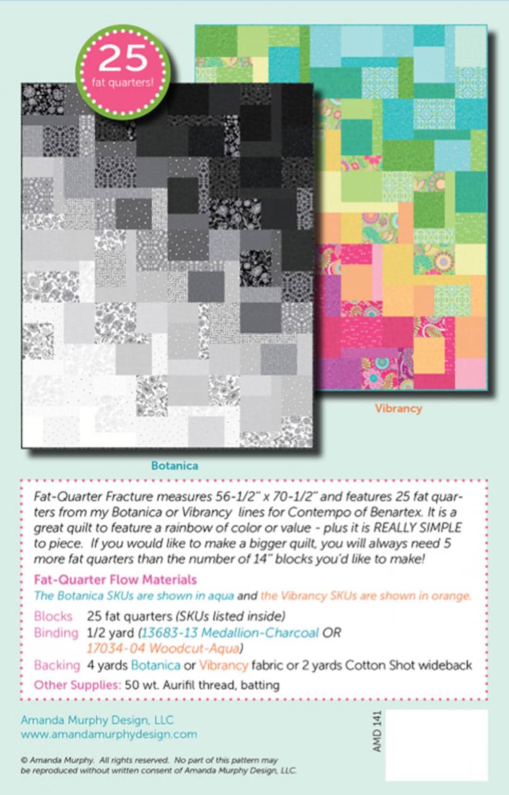 Fat-Quarter Flow Quilt Pattern by Amanda Murphy - 56-1/2" x 70-1/2" finished
