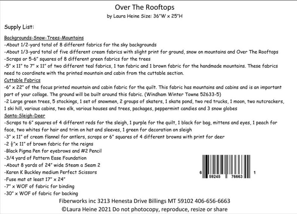 Over the Rooftops Christmas Quilt Pattern by Laura Heine (36" x 25")