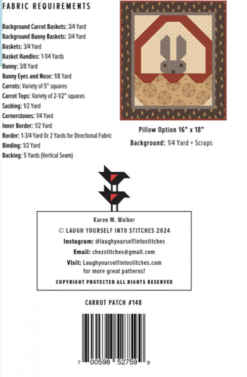 Carrot Patch Pattern by Laugh Yourself into Stitches - 60" x 82"