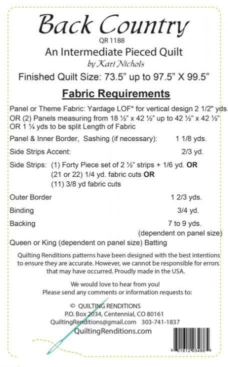 Back Country Quilt Pattern - Intermediate Pieced Quilt Finished size 73.5" x 97.5"