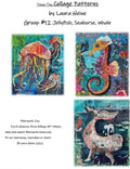 Teeny Tiny Collage Quilt Patterns #12 by Laura Heine - Jellyfish, Seahorse, Whale (16" x 20")