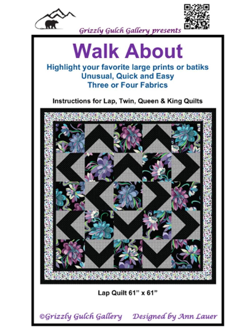 Walk About Quilt - by Ann Lauer - 4 sizes include - pattern only