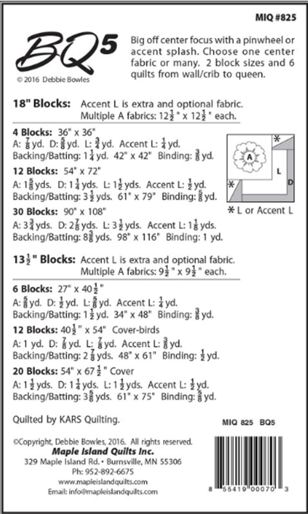 BQ5 Quilt Pattern by Debbie Bowles - 2 block sizes included - pattern only. Precut friendly
