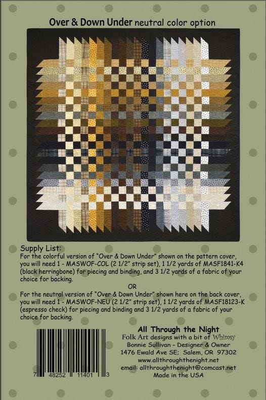 Over & Down Under Checkerboard Quilt Pattern by Bonnie Sullivan (56" Square)