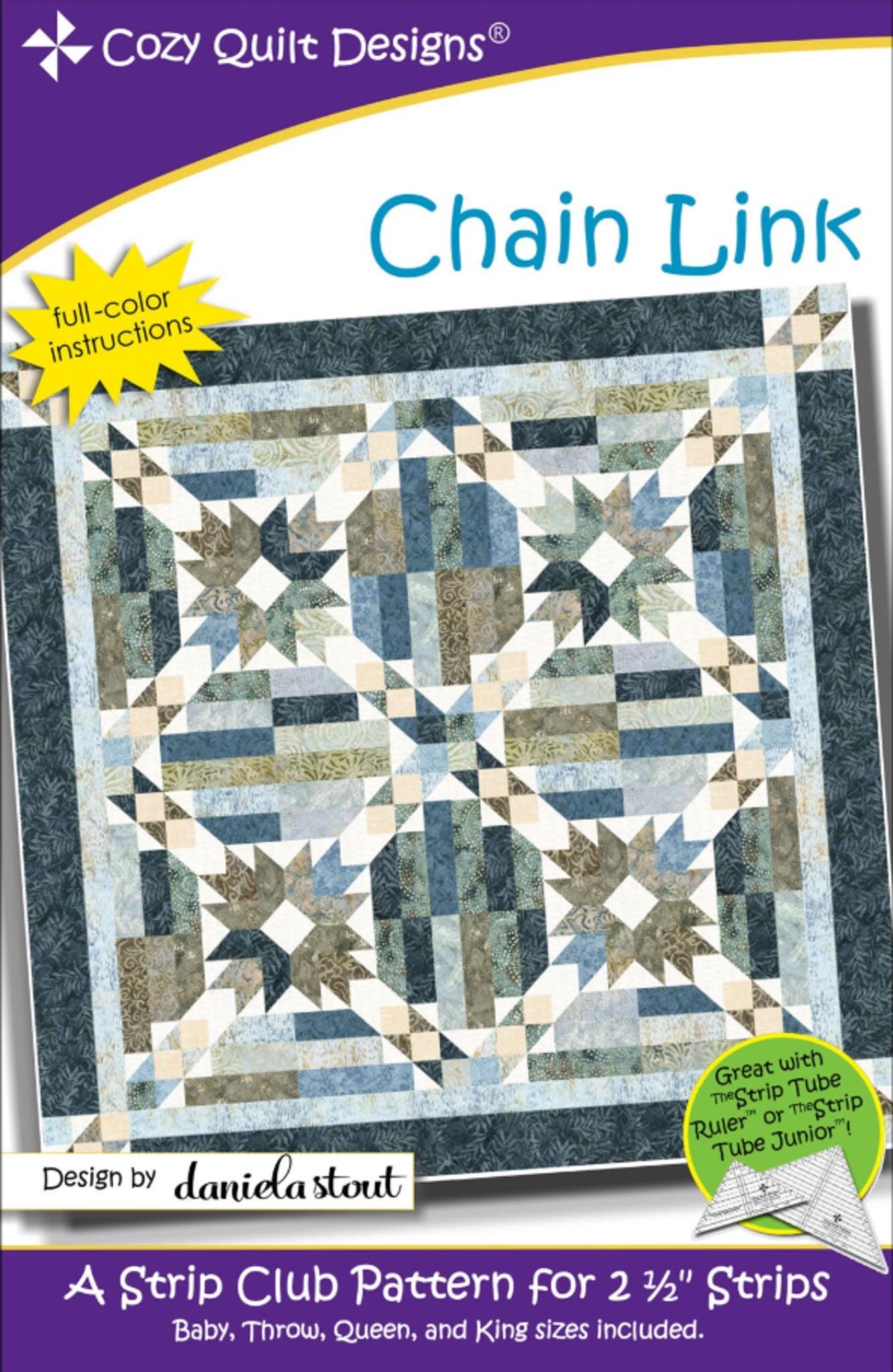 Chain Link Quilt Pattern: Star Accent Design - Four Sizes