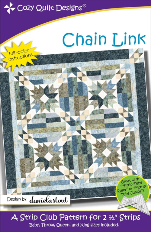 Chain Link Quilt Pattern: Star Accent Design - Four Sizes