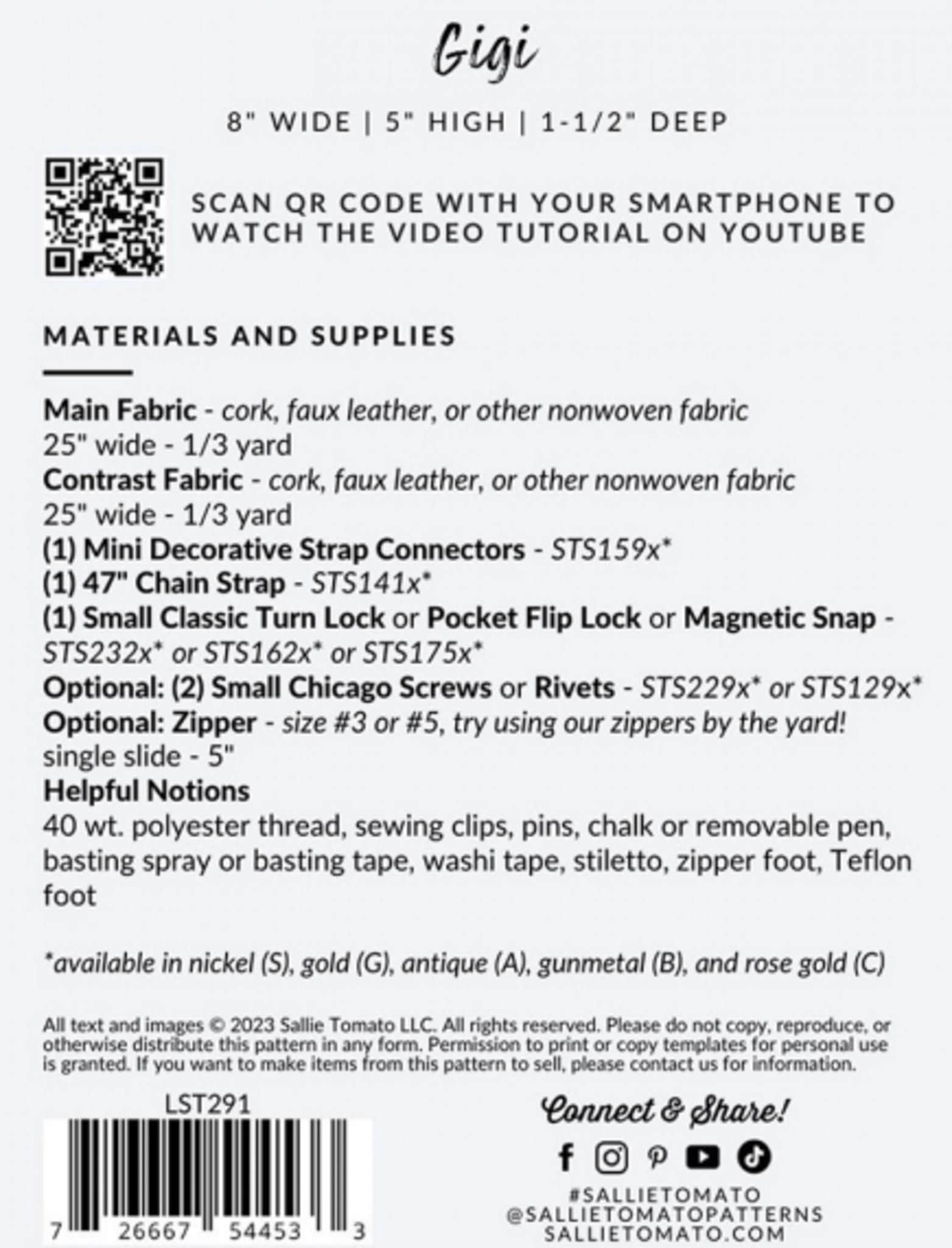 Gigi Bag Pattern by Sallie Tomato