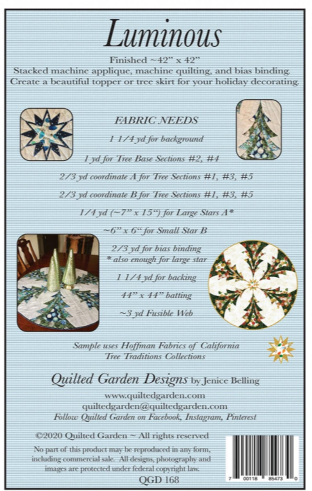 Luminous Quilt Pattern by Jenice Belling - finished size 42" x 42"