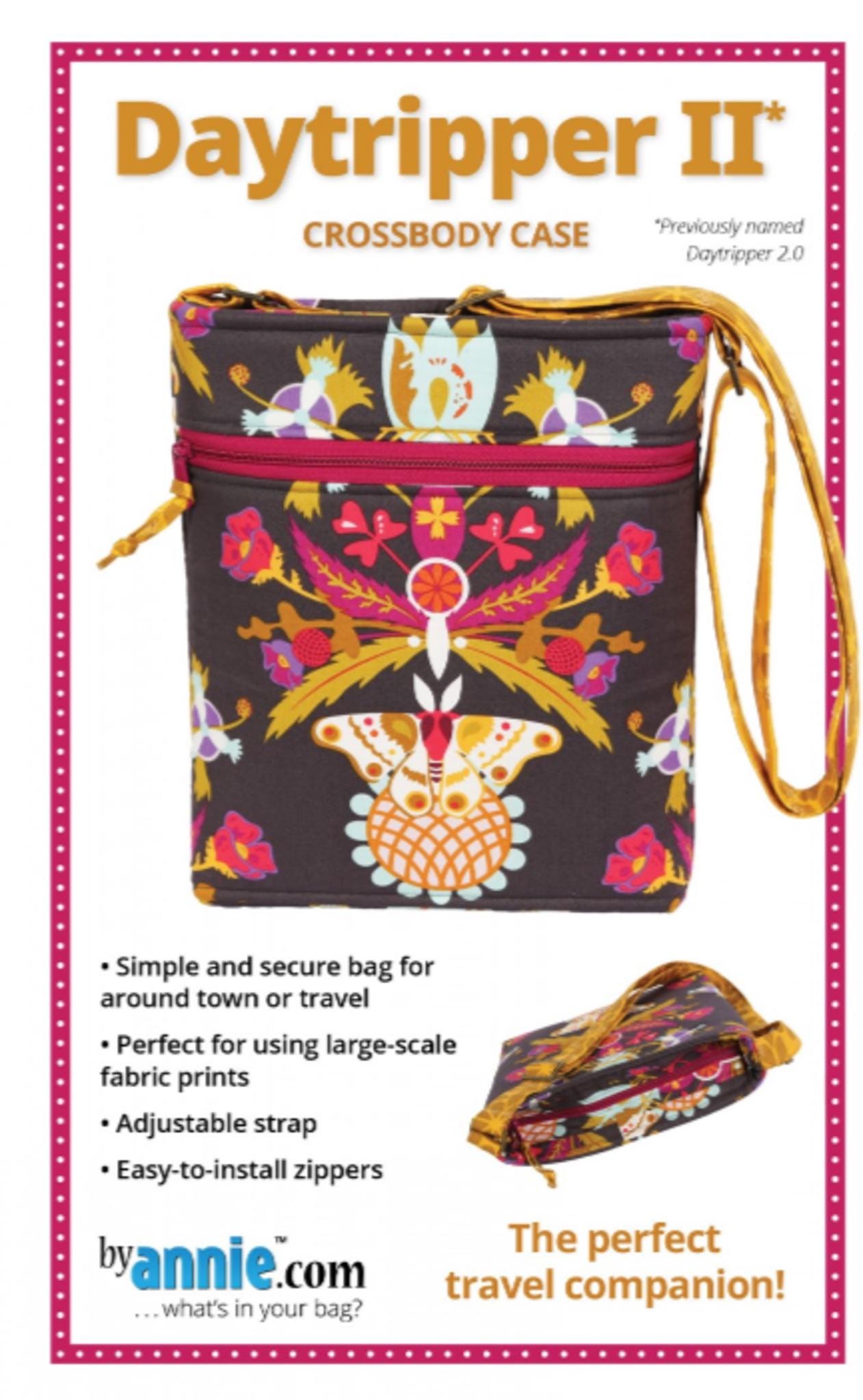 Daytripper II Bag Pattern by Annie Unrein - 11"w x 11.5" H x 2" D