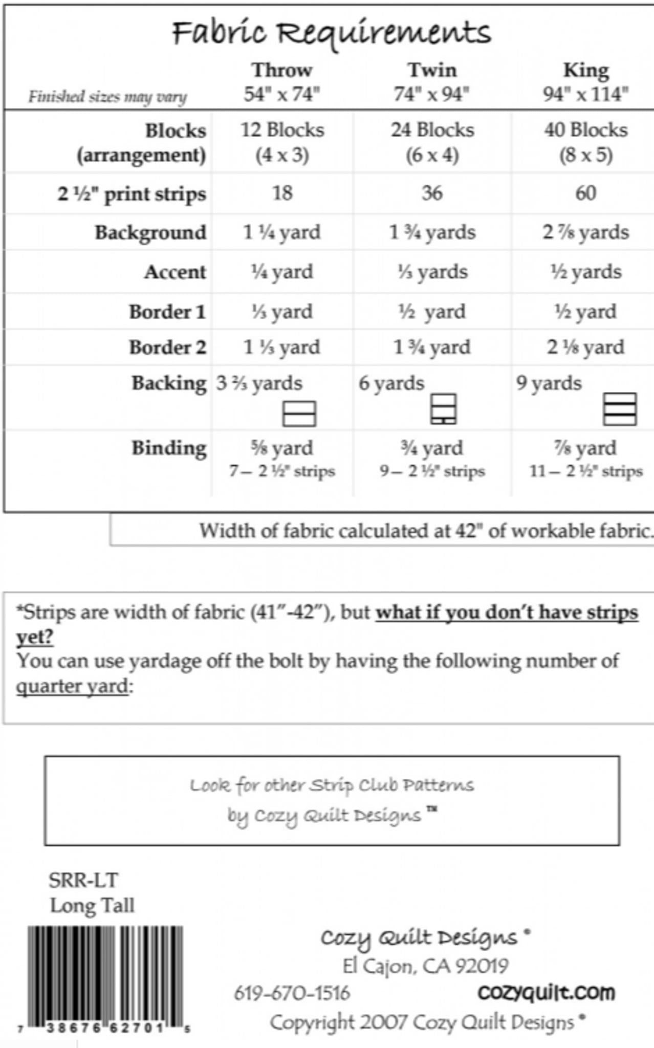 Long Tall Quilt Pattern, from Cozy Strip Club - tailored for 2.5" strips