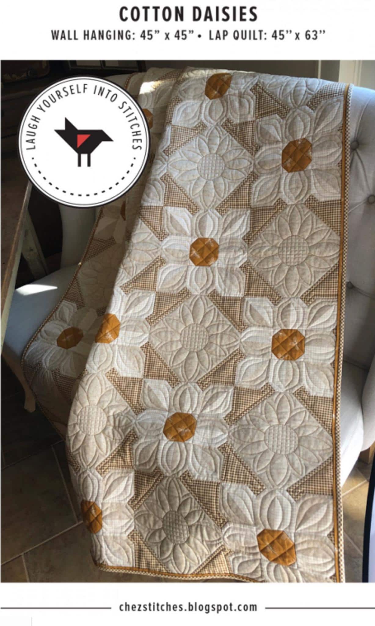 Cotton Daisies Quilt Pattern by Karen Walker From Laugh Yourself Into Stitches - 2 sizes