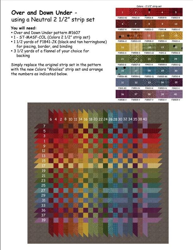 Over & Down Under Checkerboard Quilt Pattern by Bonnie Sullivan (56" Square)