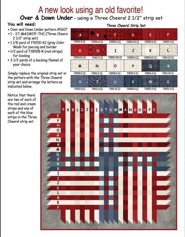 Over & Down Under Checkerboard Quilt Pattern by Bonnie Sullivan (56" Square)