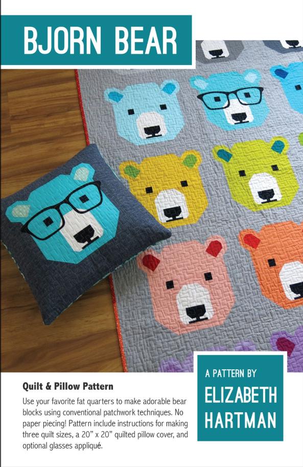 Bjorn Bear Quilt Pattern by Elizabeth Hartman - Pillow + three sizes included.