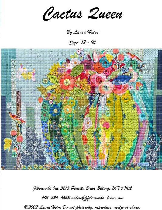Cactus Queen Collage Quilt Pattern by Laura Heine -approximately finished size 19" x 24" - No fabric Included