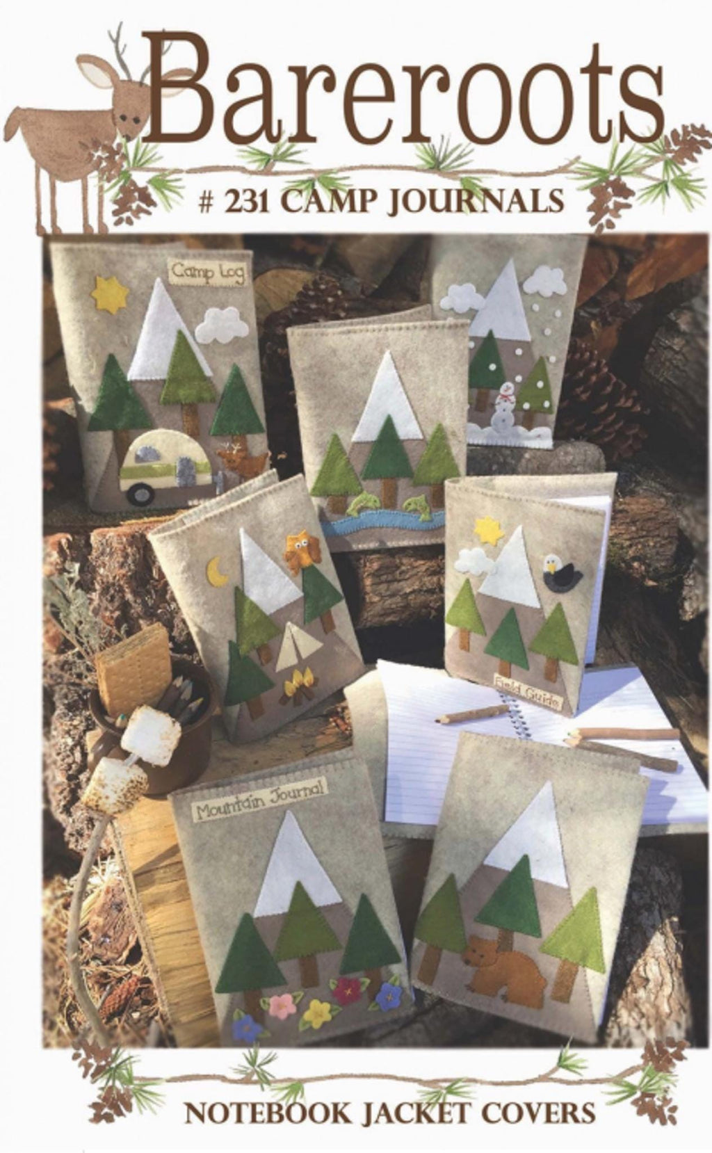 Bareroots Camp Journal Notebook Jacket Covers designed by Barri Sue Gaudet