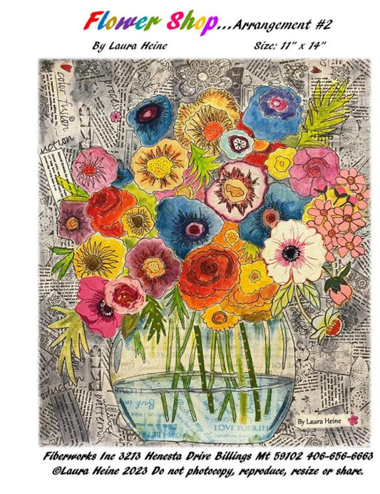 Flower Shop Arrangement #2 Collage Quilt Pattern by Laura Heine -approximately finished size 11" x 14" - No fabric Included