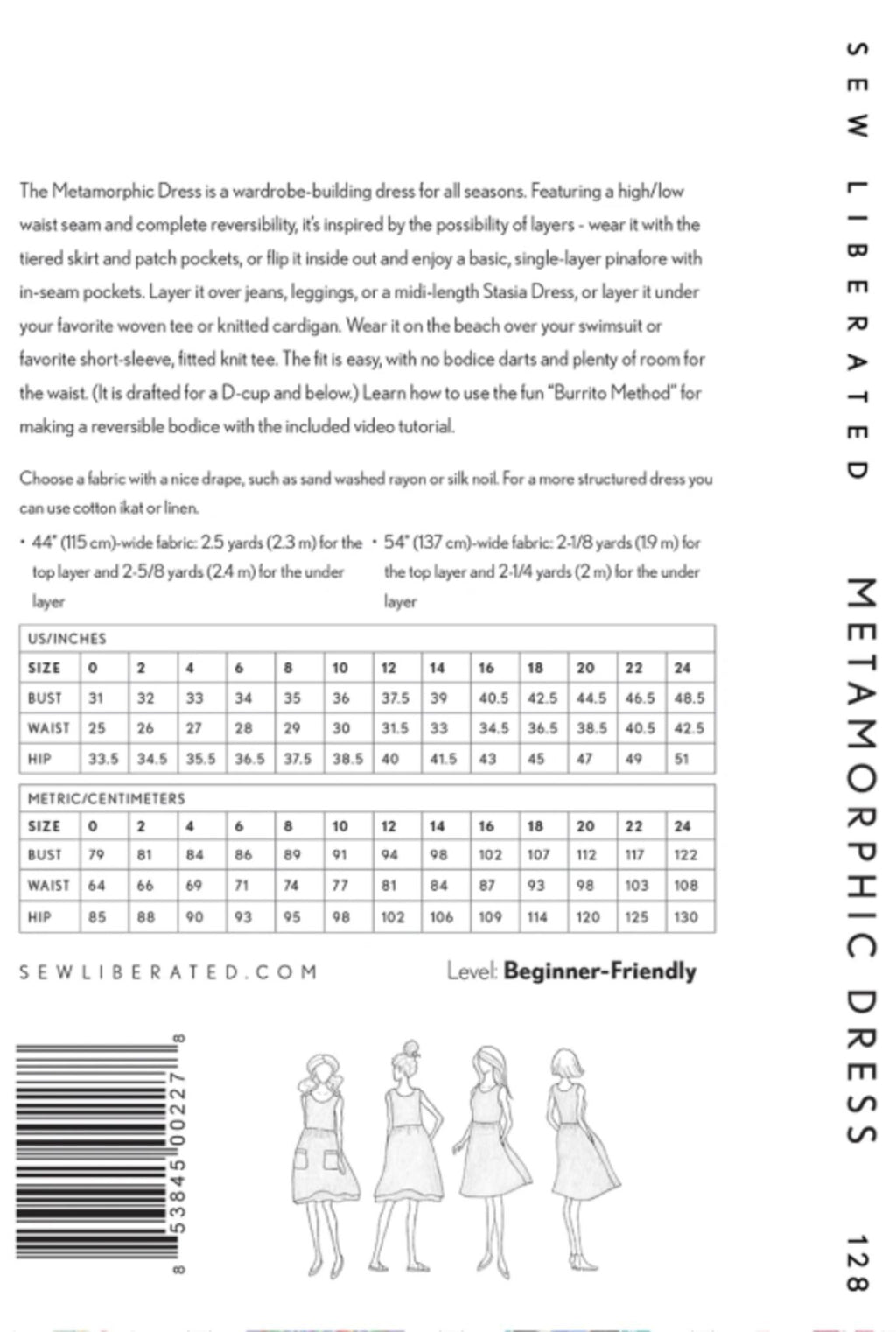Metamorphic Dress Pattern designed by Meg McElwee for Sew Liberated - sizes 0-24