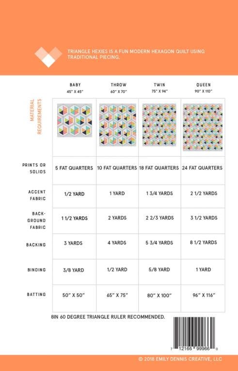 Triangle Hexies Quilt Pattern: Modern Hexagon Design