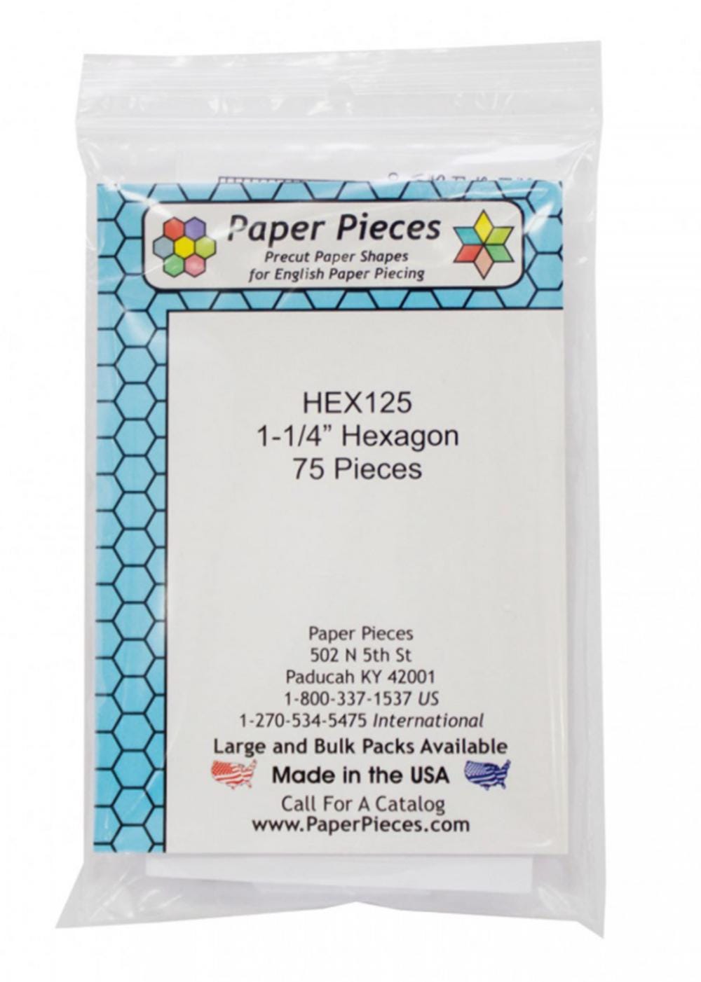 1-1/4" Hexagon Paper Pieces English Paper Piecing (EPP) 75 pieces