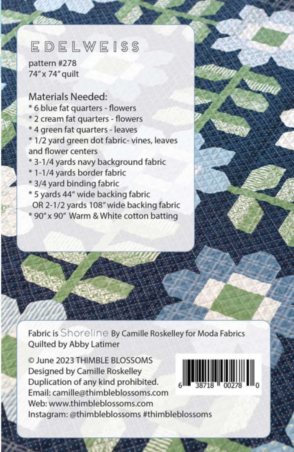 Edelweiss Quilt Pattern by Camille Roskelle - 74" x 74" Precut Friendly