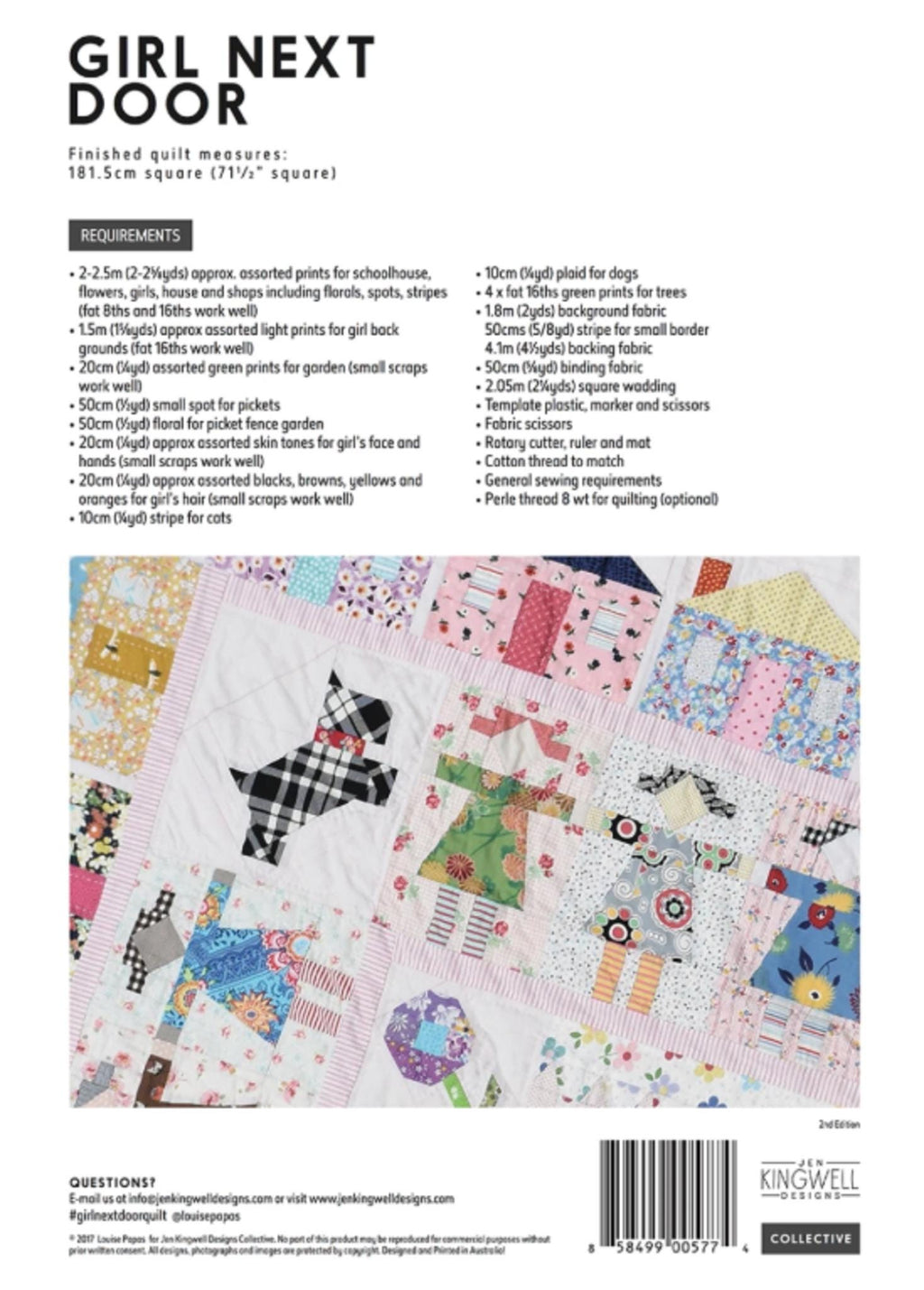 Girl Next Door Quilt Pattern by Louise Papas - 71.5" x 71.5"