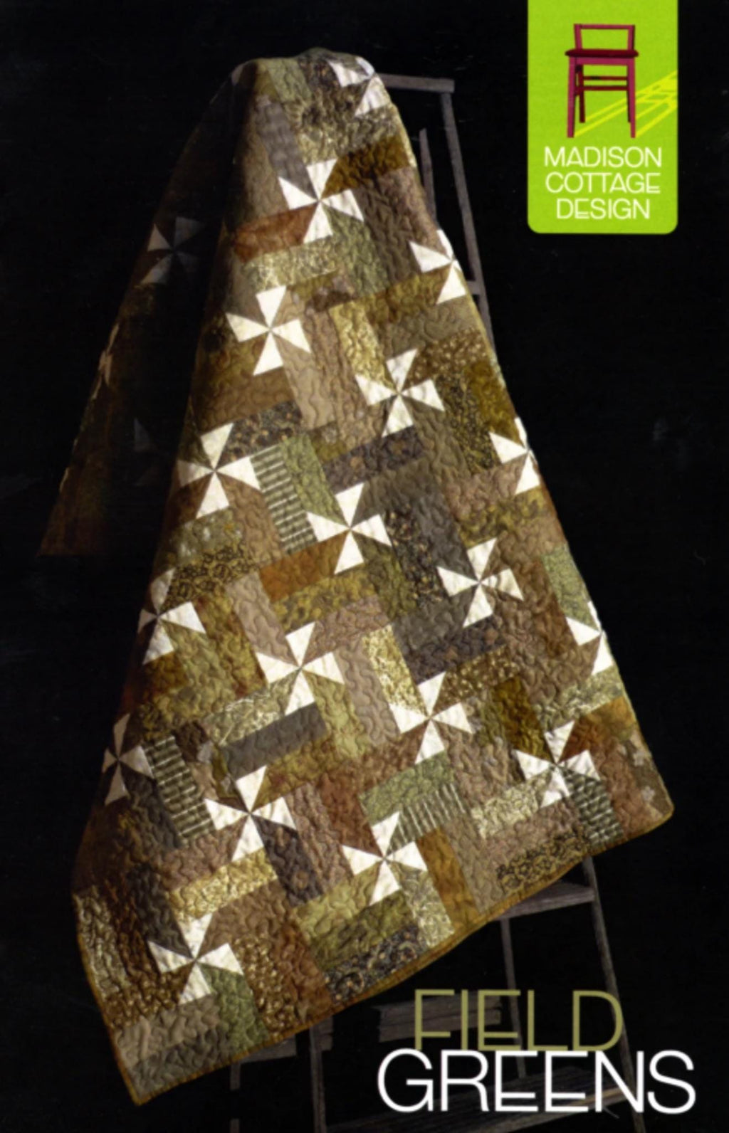 Field Greens Quilt Pattern: Pinwheel Design (Three Sizes)