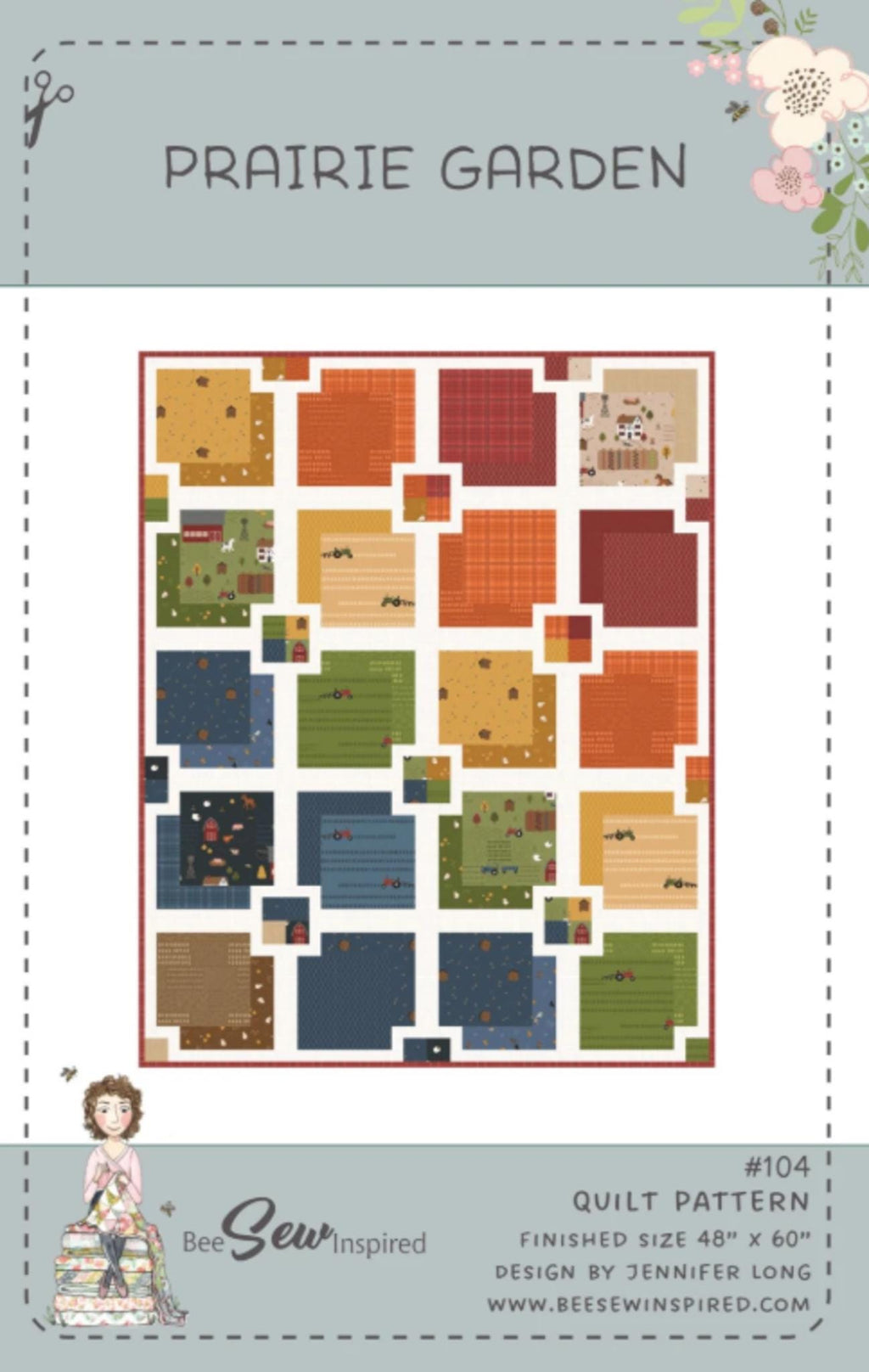 Prairie Garden Quilt Pattern by Jennifer Long - 48 x 60